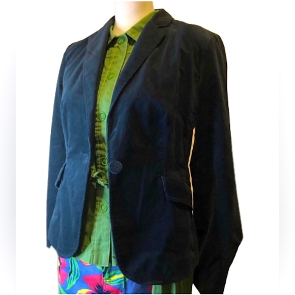 TALBOTS SIGNATURE Teal Velvet Single Button Blazer - Picture 1 of 12